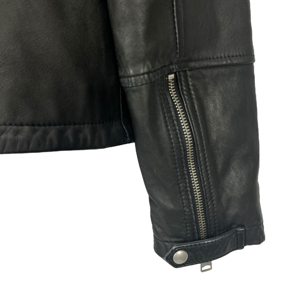 AllSaints Women Small Black Quilted Soft Leather Moto Biker Jacket - Picture 9 of 11